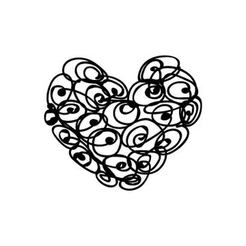 Vector scribble line heart art Illustrazione stock
