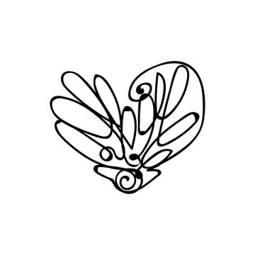 Vector scribble line heart art Stock Illustration