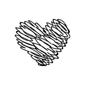Vector scribble line heart art Stock Illustration