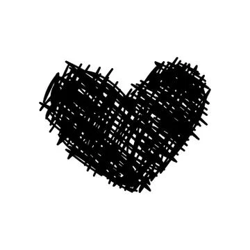 Vector scribble line heart art Stock Illustration