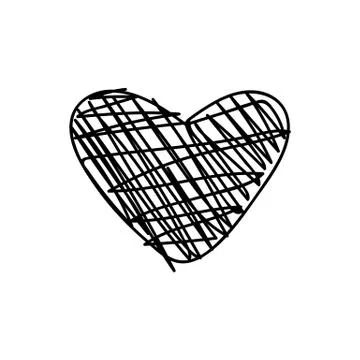 Vector scribble line heart art Stock Illustration