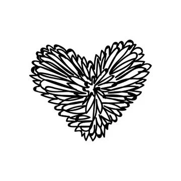 Vector scribble line heart art Stock Illustration