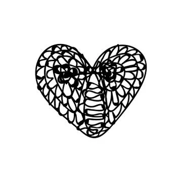 Vector scribble line heart art Stock Illustration