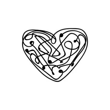 Vector scribble line heart art Stock Illustration