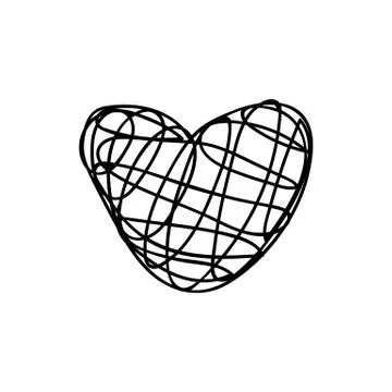 Vector scribble line heart art Stock Illustration