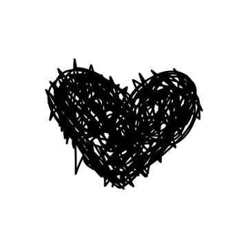 Vector scribble line heart art 스톡 일러스트