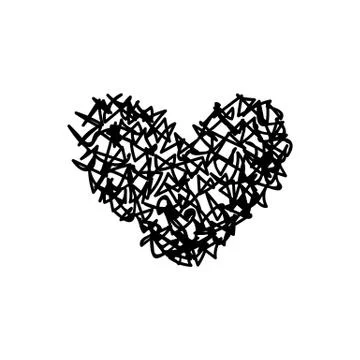 Vector scribble line heart art Stock Illustration
