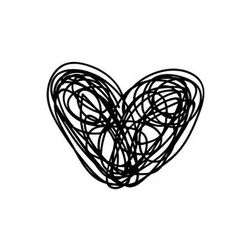 Vector scribble line heart art 스톡 일러스트