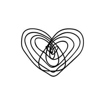 Vector scribble line heart art Stock Illustration