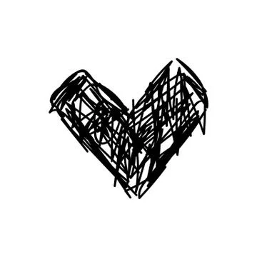 Vector scribble line heart art Illustrazione stock