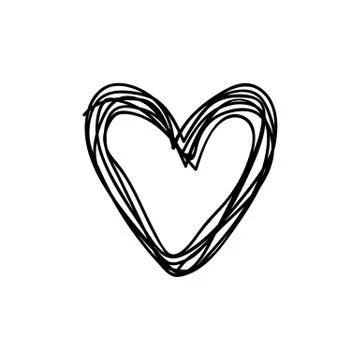 Vector scribble line heart art Illustrazione stock