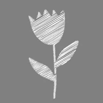 Vector scribble sticker of one white tulip or bell flower isolated on a gray イラスト素材