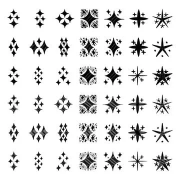 Vector scribble twinkle star illustration.  Set of sparkle scribble star Stock Illustration