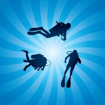 Vector scuba divers underwater Stock Illustration
