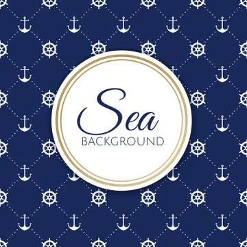 Vector sea and nautical background. Vintage old marine print abstract textile Stock Illustration