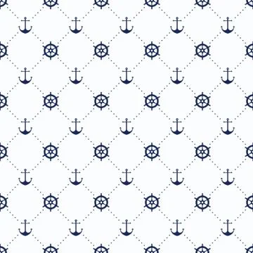 Vector sea and nautical seamless pattern. Vintage old marine print abstract Stock Illustration