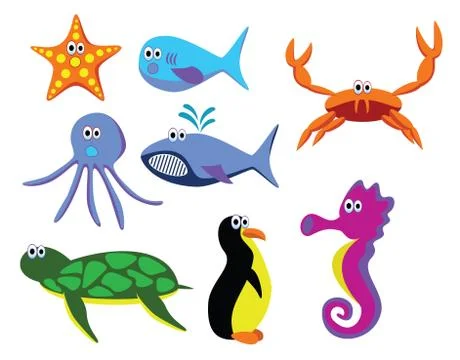 Vector sea animals Stock Illustration