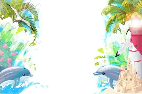 Vector Sea border background Illustrazione stock