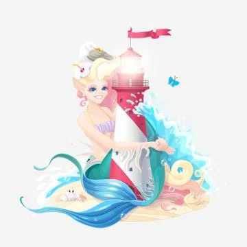 Vector sea cartoon composition Stock Illustration