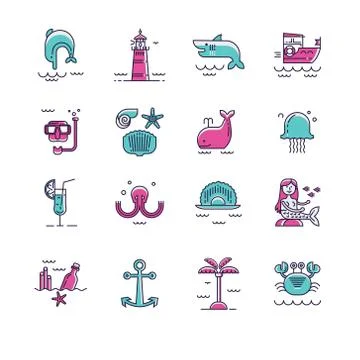Vector sea icons Stock Illustration