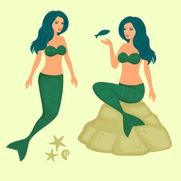 Vector sea mermaid Stock Illustration