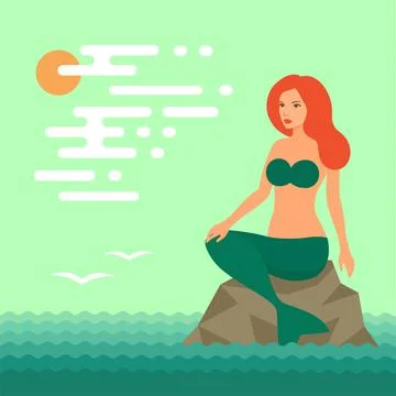 Vector sea mermaid Stock Illustration