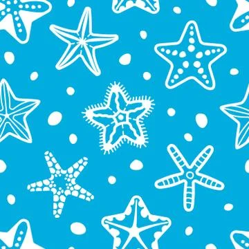 Vector sea seamless pattern with starfish Stock Illustration
