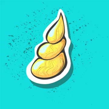 Vector sea shell hand drawn fashion patch badge , print or sticker Stock Illustration