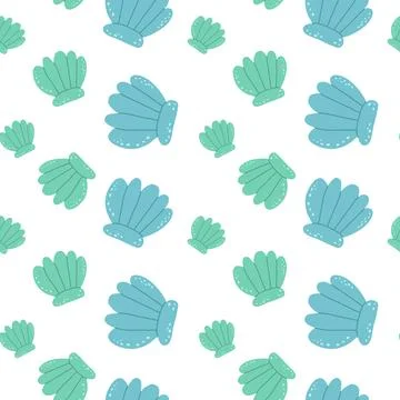 Vector sea shell pattern. Travel trendy summer texture. Stock Illustration