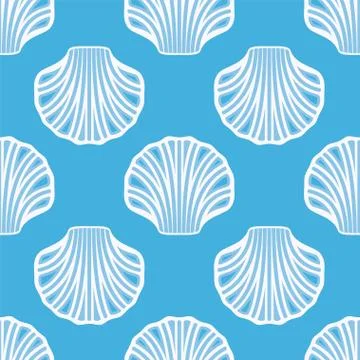 Vector sea shell seamless background Stock Illustration