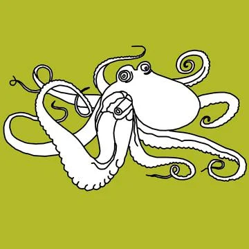 Vector sea squid with many hands Stock Illustration