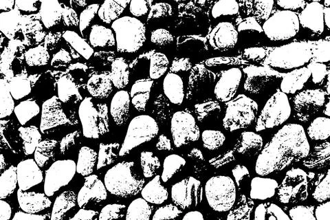 Vector sea stones background. Black and white texture. Vector illustration. Stock Illustration