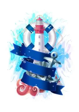 Vector sea summer concept Stock Illustration