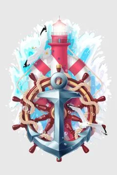 Vector sea summer concept Stock Illustration