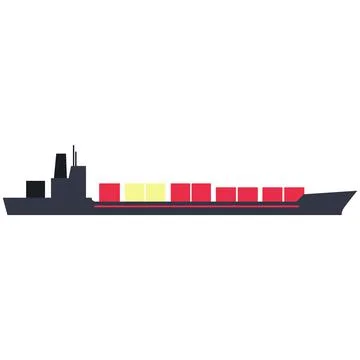 Vector seagoing cargo ship isolated on white background Stock Illustration