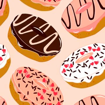 Vector seamess pattern with donuts Stock Illustration