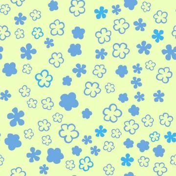 Vector seamles pattern small blue flowers on a yellow Stock Illustration