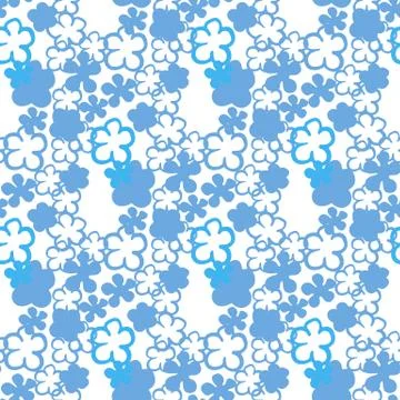 Vector seamles pattern small blue flowers on a white Stock Illustration