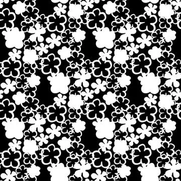 Vector seamles pattern small white flowers on a black Stock Illustration