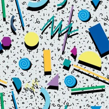 Vector seamless 80s or 90s background pattern Stock Illustration