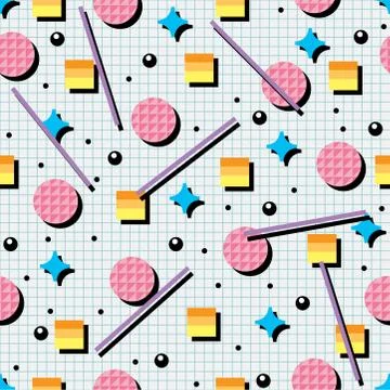 Vector seamless 80s or 90s background pattern Illustrazione stock
