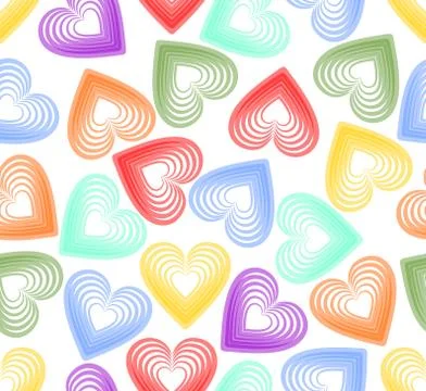 Vector seamless abstract background with rainbow outline heart Stock Illustration