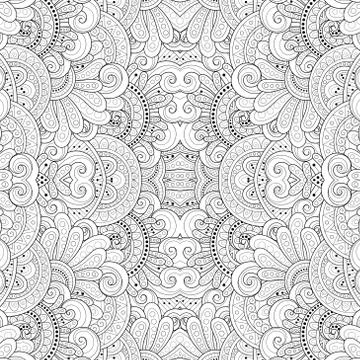 Vector Seamless Abstract Black and White Tribal Pattern Stock Illustration