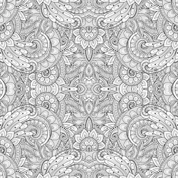Vector Seamless Abstract Black and White Tribal Pattern 库存插图