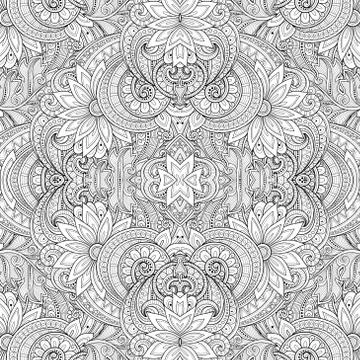 Vector Seamless Abstract Black and White Tribal Pattern Stock Illustration