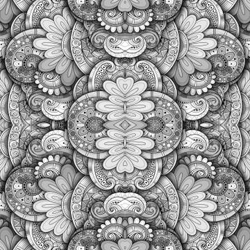 Vector Seamless Abstract Black and White Tribal Pattern Illustrazione stock