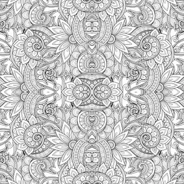Vector Seamless Abstract Black and White Tribal Pattern 스톡 일러스트