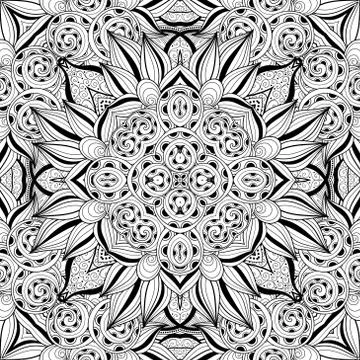 Vector Seamless Abstract Black and White Tribal Pattern Stock Illustration