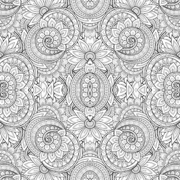 Vector Seamless Abstract Black and White Tribal Pattern イラスト素材