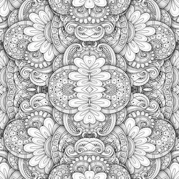 Vector Seamless Abstract Black and White Tribal Pattern Stock Illustration